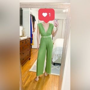 Sabina Musayev green sparkle jumpsuit, size small